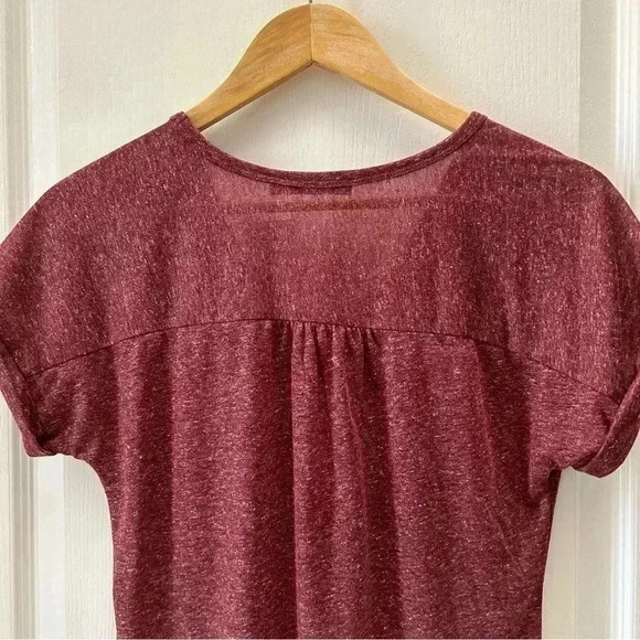 Ricki’s Linen Blend  Loose Fit V Neck T-Shirt Burgundy Size XS - Picture 11 of 16